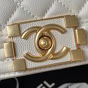 Chanel Boy Bag With Handle Caviar Gold White 20x12x7cm - 2