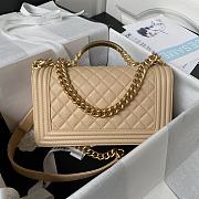 Chanel Boy Bag With Handle Caviar Gold Beige 25x14.5x8cm - 3