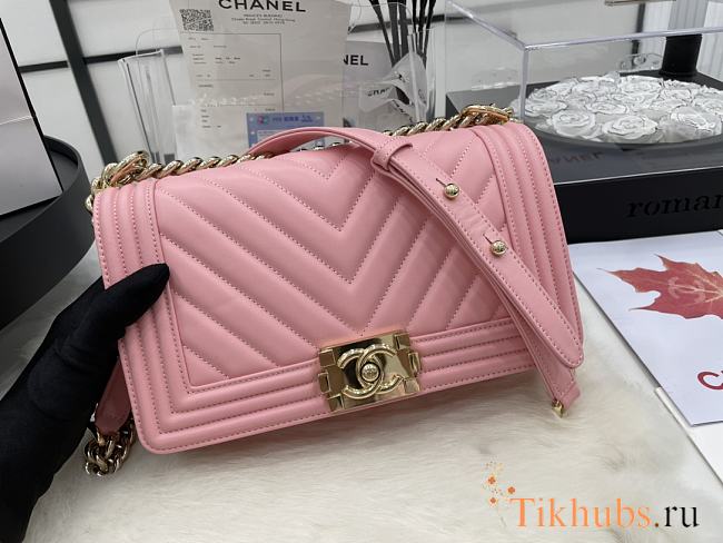 Chanel Medium Leboy Bag Pink Lambskin Gold 25cm - 1