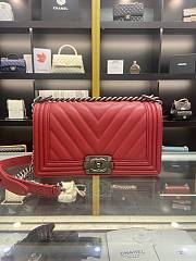 Chanel Leboy Bag Caviar Red Caviar Silver 25cm - 1