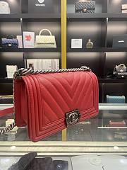 Chanel Leboy Bag Caviar Red Caviar Silver 25cm - 5