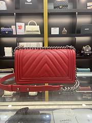 Chanel Leboy Bag Caviar Red Caviar Silver 25cm - 3