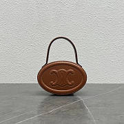 Celine Oval Bag Cuir Triomphe Clutch Brown 14.5x10x5cm - 1