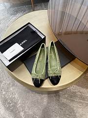 Chanel Ballerina Flat Tweet Green Black - 1