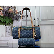 Louis Vuitton LV Papillon Handbag Monogram Denim Blue 29cm - 1