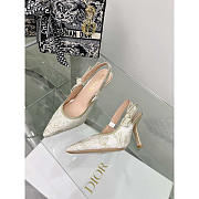 Dior J'adior Slingback Pump White Gold-Tone Toile de Jouy Mexico 10cm - 3