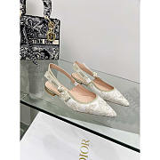 Dior J'adior Slingback Flat White Gold-Tone Toile - 1