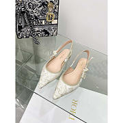 Dior J'adior Slingback Flat White Gold-Tone Toile - 3