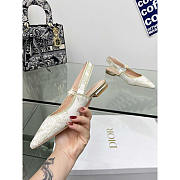 Dior J'adior Slingback Flat White Gold-Tone Toile - 2