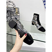 Dior Naughtily-D Boots Transparent Mesh Embroidery Calfskin Black 3cm - 5