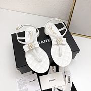 Chanel White Camellia Bow Thong Sandals - 1