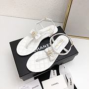 Chanel White Camellia Bow Thong Sandals - 4