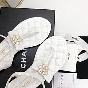 Chanel White Camellia Bow Thong Sandals - 3