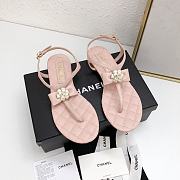 Chanel Pink Camellia Bow Thong Sandals - 1