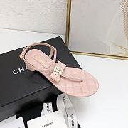 Chanel Pink Camellia Bow Thong Sandals - 5