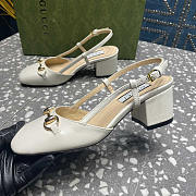 Gucci Women's Horsebit Slingback White 5cm - 2