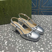 Gucci Women's Horsebit Slingback Silver 5cm - 1