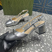 Gucci Women's Horsebit Slingback Silver 5cm - 4