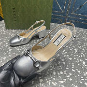 Gucci Women's Horsebit Slingback Silver 5cm - 2