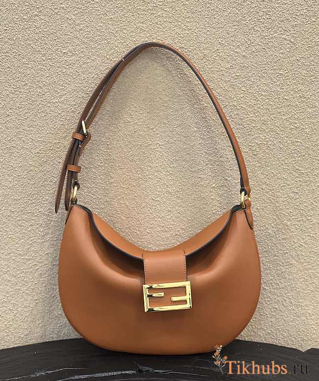 Fendi Women Small Croissant Brown Leather Bag 30×1×23cm - 1