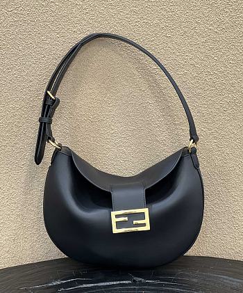 Fendi Women Small Croissant Black Leather Bag 30×1×23cm