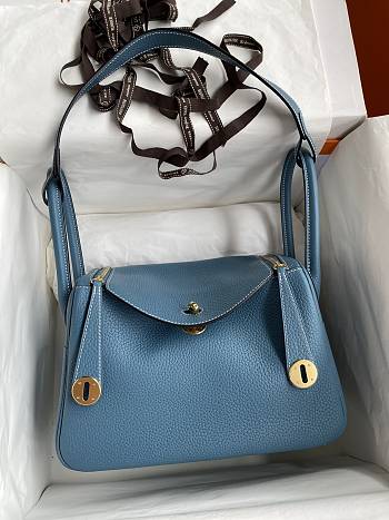 Hermes Lindy Bag Blue Gold 26cm