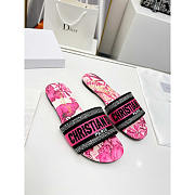 Dior Dway Slide Multicolor Embroidered Cotton Hot Pink - 1