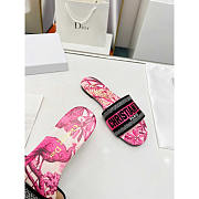 Dior Dway Slide Multicolor Embroidered Cotton Hot Pink - 4