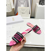 Dior Dway Slide Multicolor Embroidered Cotton Hot Pink - 3