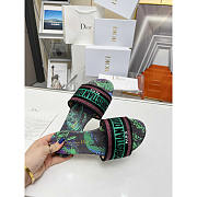 Dior Dway Slide Multicolor Embroidered Cotton Green - 4