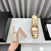 Chanel Velvet And Leather High Heel Slingbacks Golden And Pink 10cm - 4