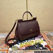 Dolce & Gabbana Medium Sicily Handbag Dauphine Burgundy 25x20x12cm - 3