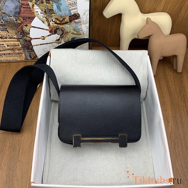 Hermes Geta Black Chevre Gold Hardware 20cm - 1