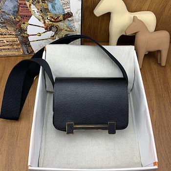 Hermes Geta Black Chevre Gold Hardware 20cm