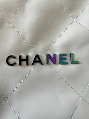 Chanel 22 Small Bag Shiny Calfskin Rainbow Metal White 35x37x7cm - 3