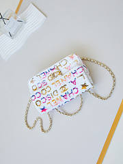 Chanel Small Flap Bag Sequins Gold White Yellow Pink Blue 14×21×8cm - 5