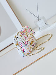 Chanel Small Flap Bag Sequins Gold White Yellow Pink Blue 14×21×8cm - 3