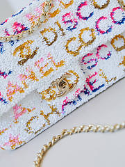 Chanel Small Flap Bag Sequins Gold White Yellow Pink Blue 14×21×8cm - 2