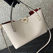 Valentino Garavani Rockstud Tote Bag Leather White 28x20x8cm - 3