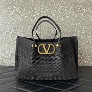 Valentino Black Raffia V-Logo Tote Bag 35x25x17cm - 1