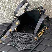 Valentino Black Raffia V-Logo Tote Bag 35x25x17cm - 6