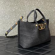 Valentino Black Raffia V-Logo Tote Bag 35x25x17cm - 2