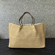 Valentino Brown Raffia V-Logo Tote Bag 35x25x17cm - 5