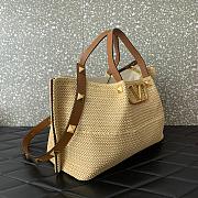 Valentino Brown Raffia V-Logo Tote Bag 35x25x17cm - 4