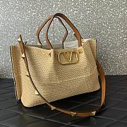 Valentino Brown Raffia V-Logo Tote Bag 35x25x17cm - 3