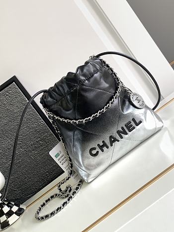 Chanel Mini 22 Handbag Black Silver 20x19x6cm