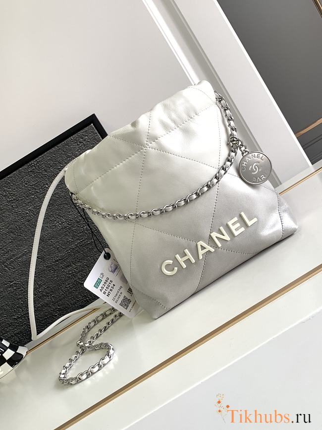 Chanel Mini 22 Handbag White Silver 20x19x6cm - 1