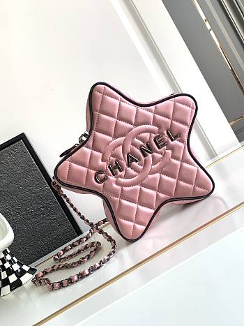 Chanel Star Handbag Satin & Black-tone metal Pink 22.5x22.5x6cm