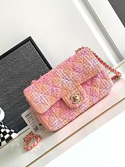 Chanel Mini-Sized Foldable Bag Tweed Gold Orange Pink 20cm - 1