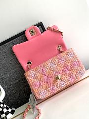 Chanel Mini-Sized Foldable Bag Tweed Gold Orange Pink 20cm - 4